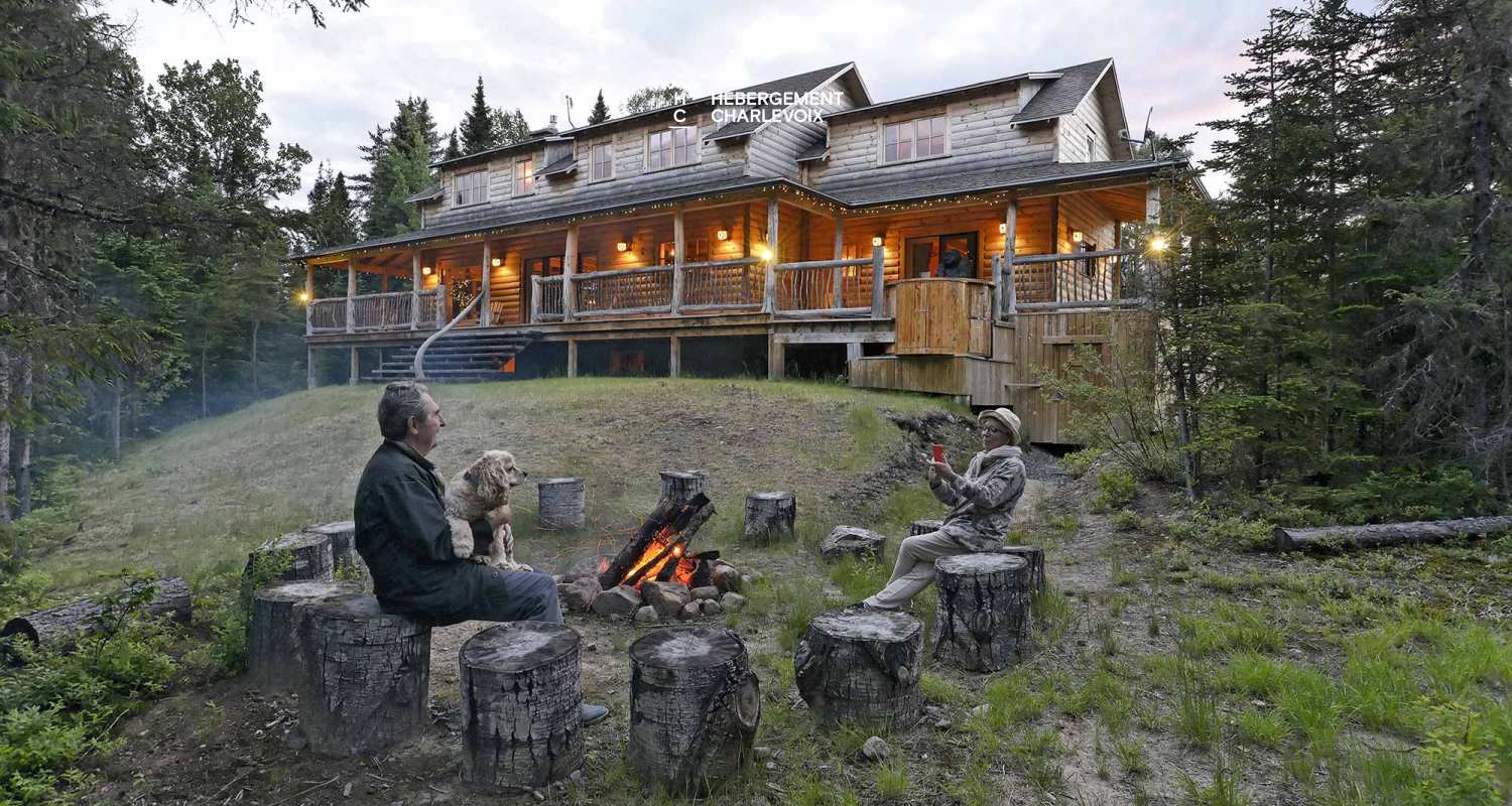 CAB-30 - A very large half-log cabin in the heart of the Canadian forest.