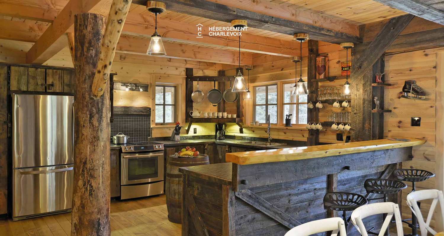 CAB-30 - A very large half-log cabin in the heart of the Canadian forest.