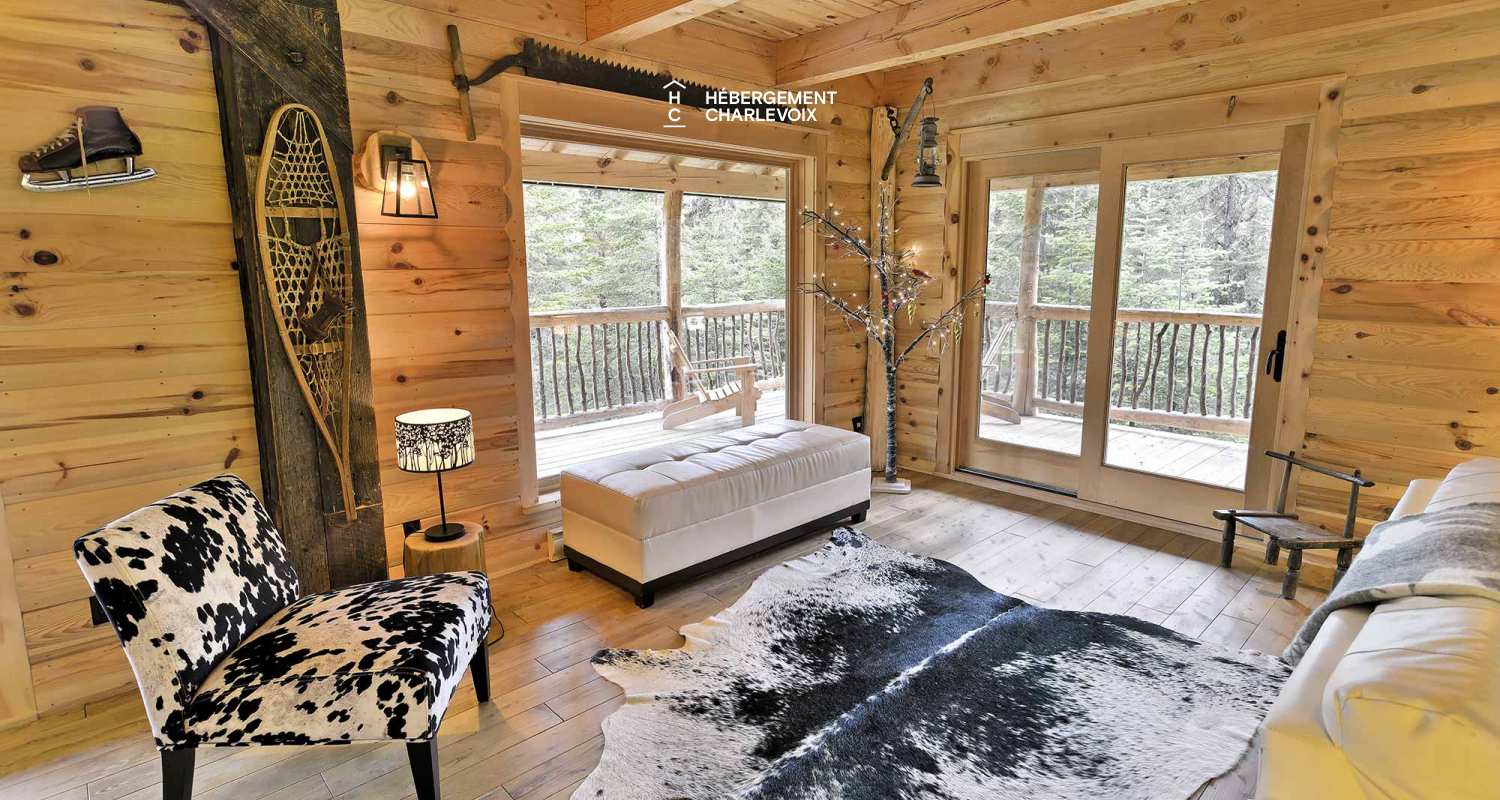 CAB-30 - A very large half-log cabin in the heart of the Canadian forest.