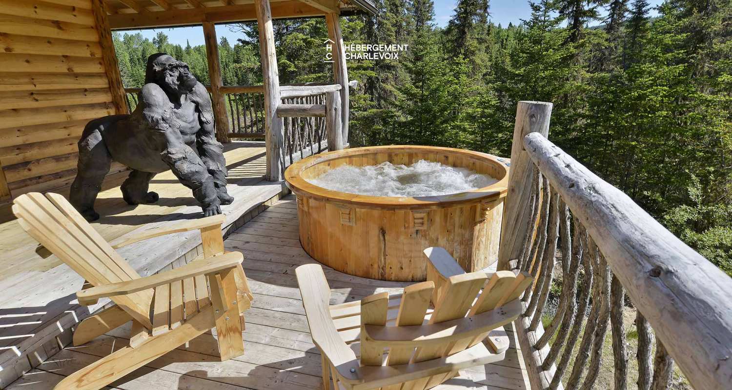 CAB-30 - A very large half-log cabin in the heart of the Canadian forest.