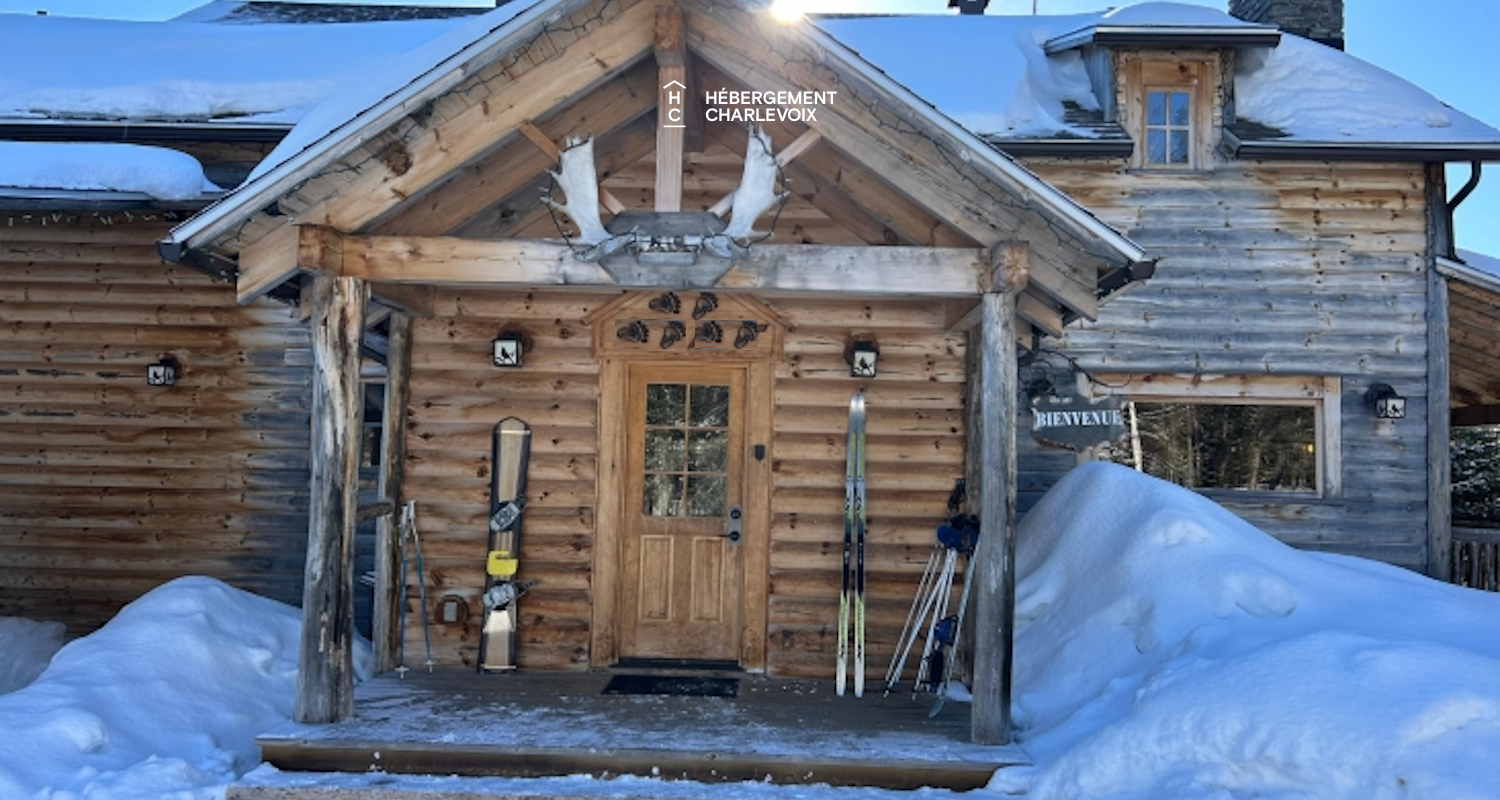 CAB-30 - A very large half-log cabin in the heart of the Canadian forest.