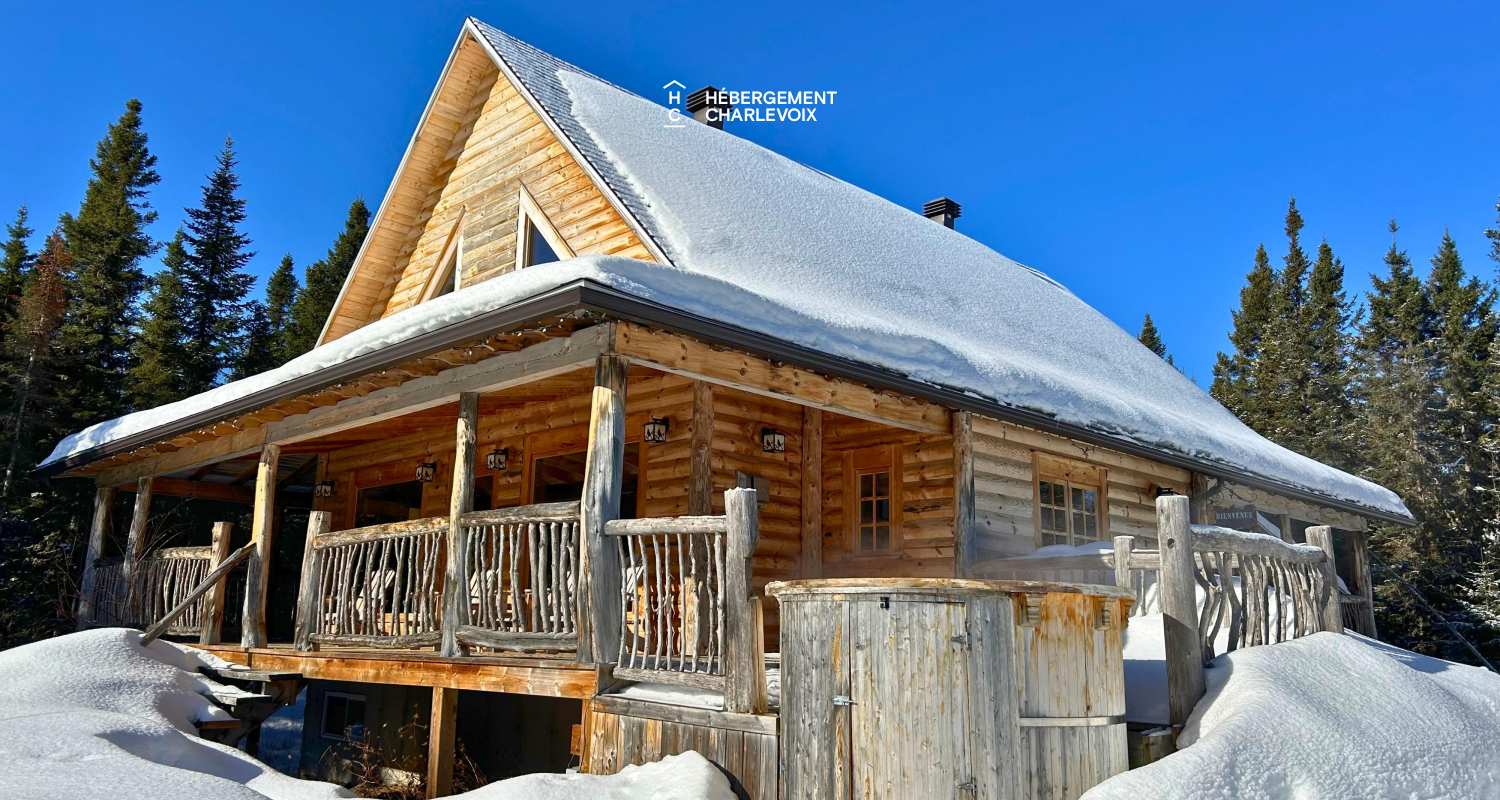 CAB-20 - A very large half-log cabin in the heart of the Canadian forest.