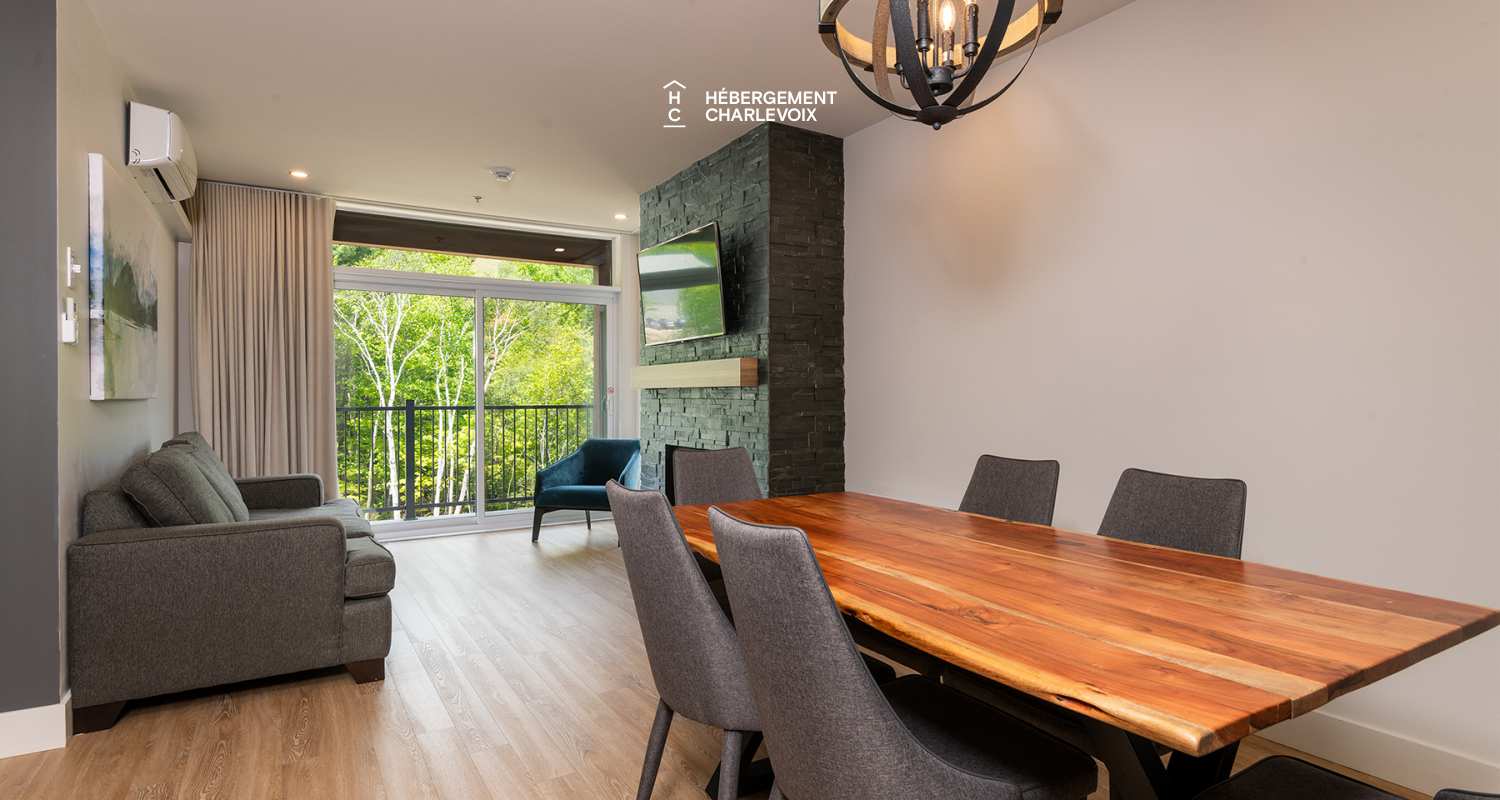 Cache 3 chambres, 1 lit King, 1 lit Queen, 2 lits simples superposés, 1 divan-lit - unité de coin - 1 à 8 personnes - Situé à moins 200 mètres du télésiège